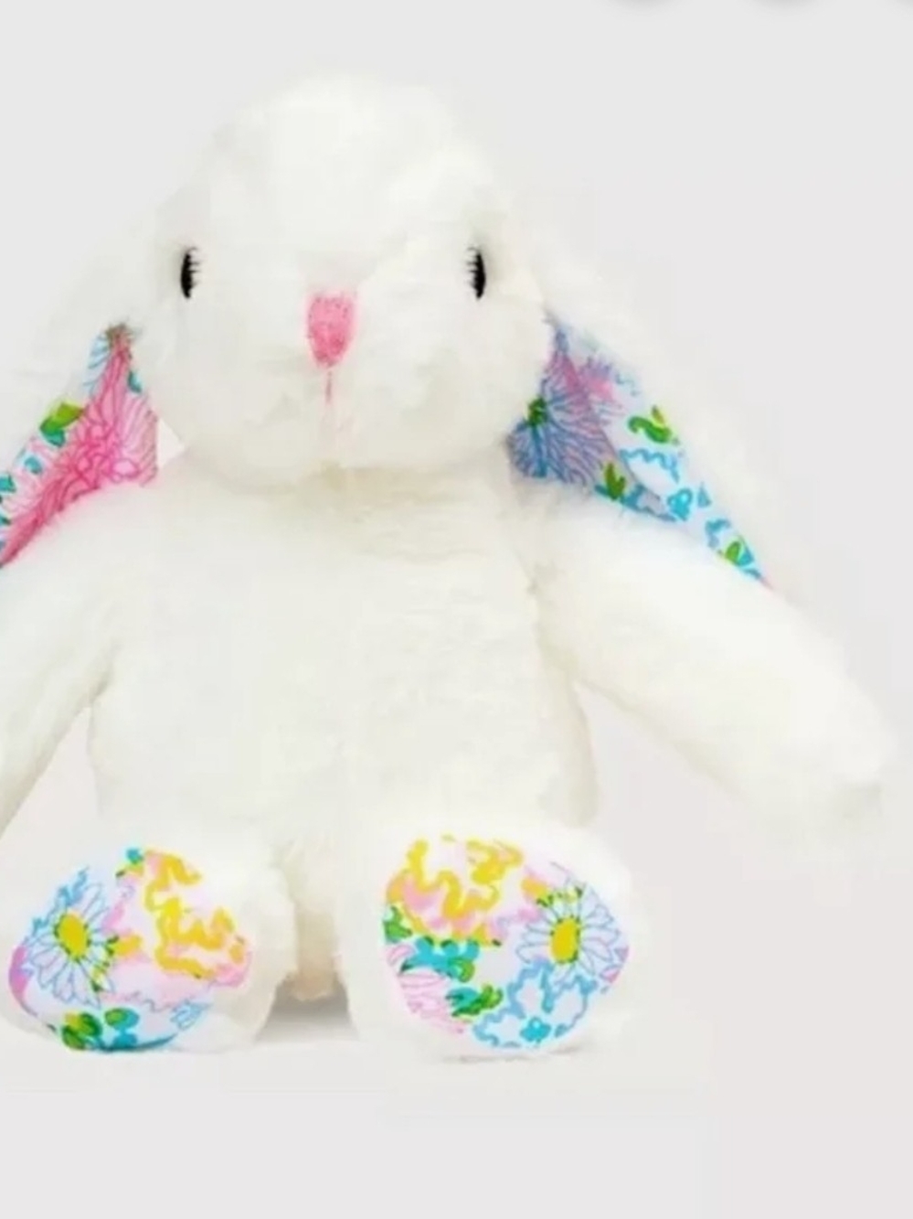 Lilly Pulitzer White Plush Bunny with Floral Ear Detail